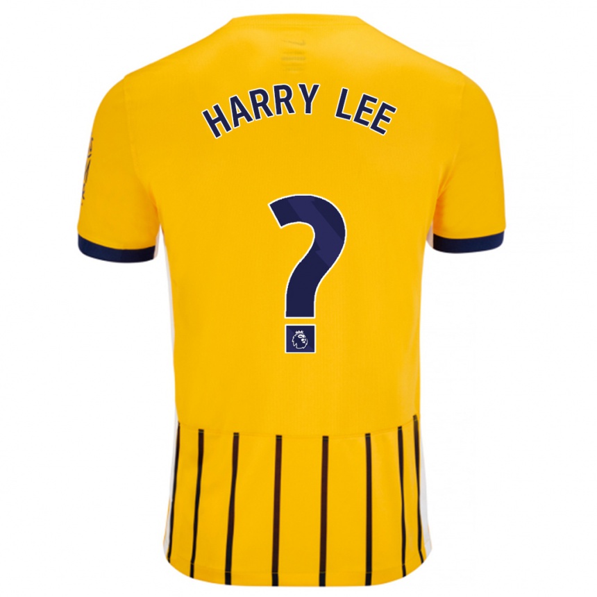 Kids Football Harry Lee #0 Gold Blue Pinstripes Away Jersey 2024/25 T-Shirt Nz