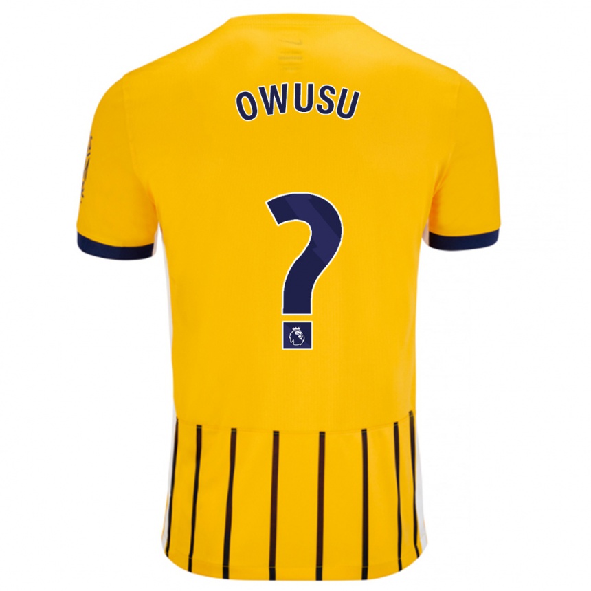 Kids Football Yussif Owusu #0 Gold Blue Pinstripes Away Jersey 2024/25 T-Shirt Nz