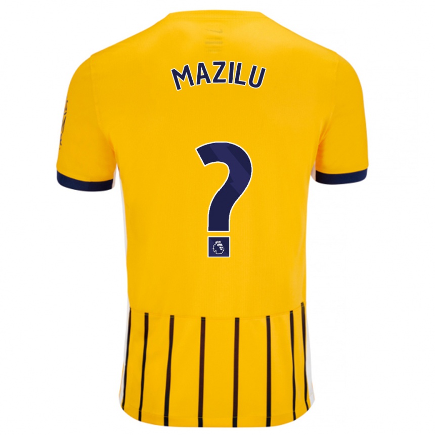 Kids Football Adrian Mazilu #0 Gold Blue Pinstripes Away Jersey 2024/25 T-Shirt Nz