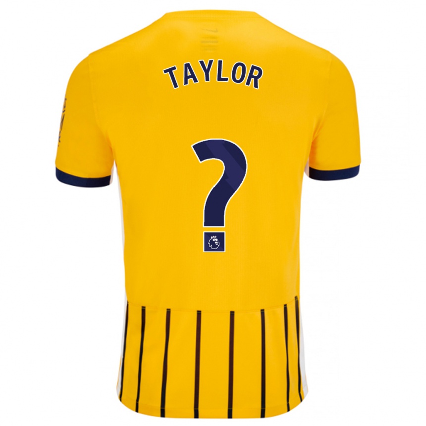 Kids Football Finley Taylor #0 Gold Blue Pinstripes Away Jersey 2024/25 T-Shirt Nz