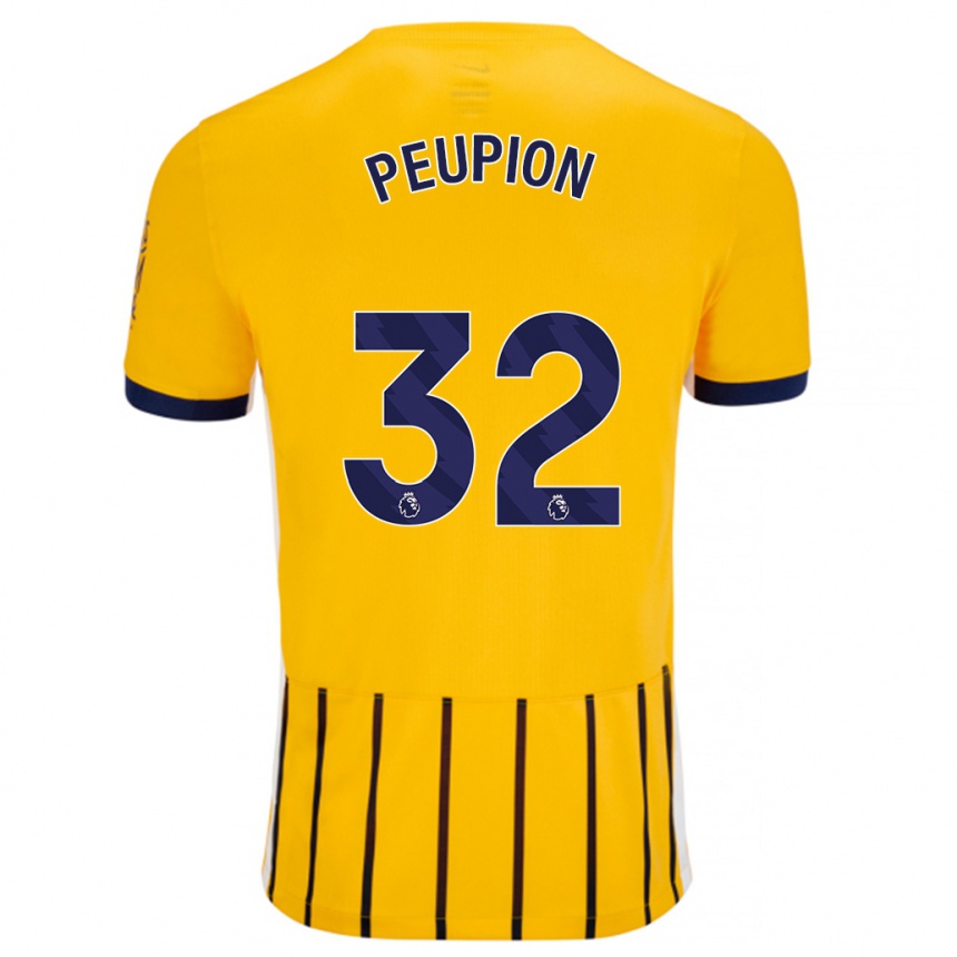 Kids Football Cameron Peupion #32 Gold Blue Pinstripes Away Jersey 2024/25 T-Shirt Nz