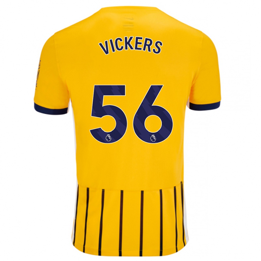 Kids Football Caylan Vickers #56 Gold Blue Pinstripes Away Jersey 2024/25 T-Shirt Nz