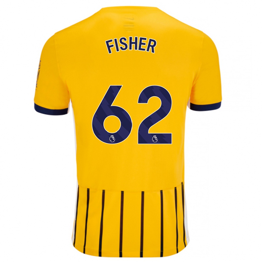 Kids Football Hugo Fisher #62 Gold Blue Pinstripes Away Jersey 2024/25 T-Shirt Nz