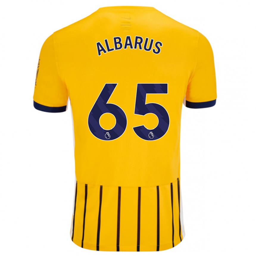 Kids Football Zane Albarus #65 Gold Blue Pinstripes Away Jersey 2024/25 T-Shirt Nz