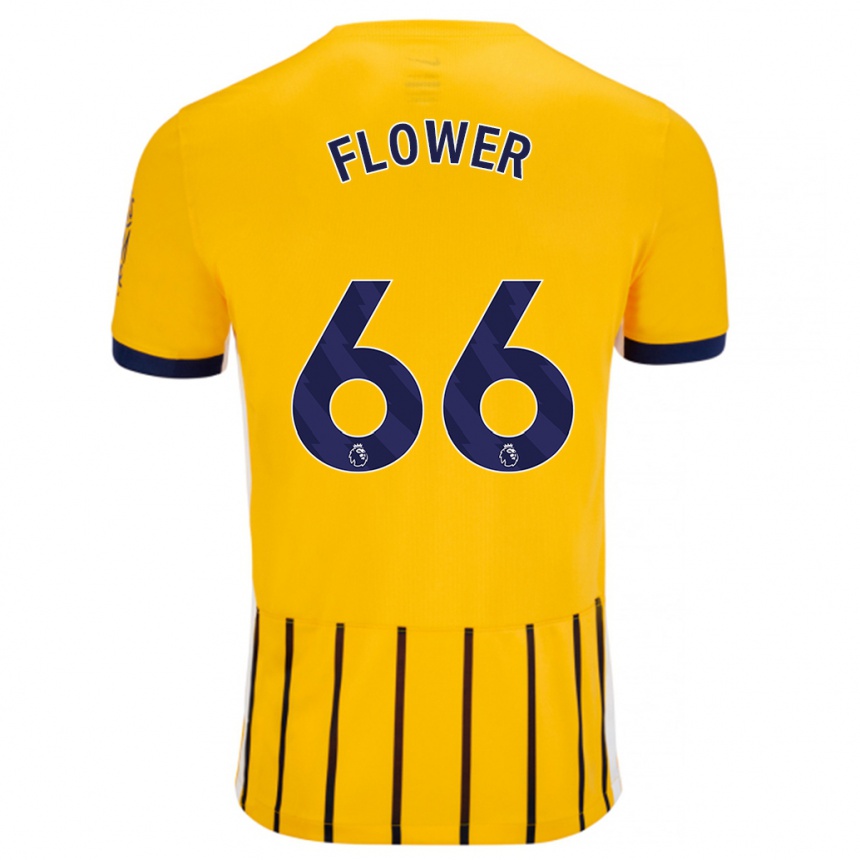 Kids Football Louis Flower #66 Gold Blue Pinstripes Away Jersey 2024/25 T-Shirt Nz