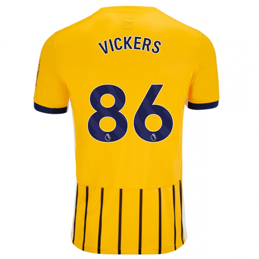 Kids Football Jacob Vickers #86 Gold Blue Pinstripes Away Jersey 2024/25 T-Shirt Nz