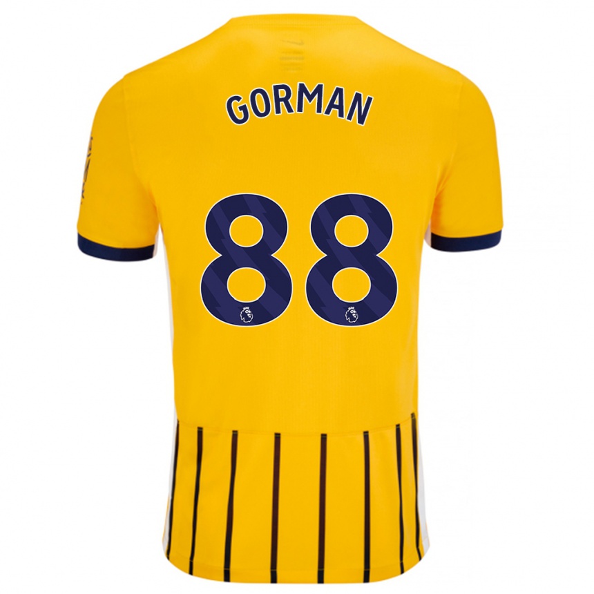 Kids Football Ronnie Gorman #88 Gold Blue Pinstripes Away Jersey 2024/25 T-Shirt Nz