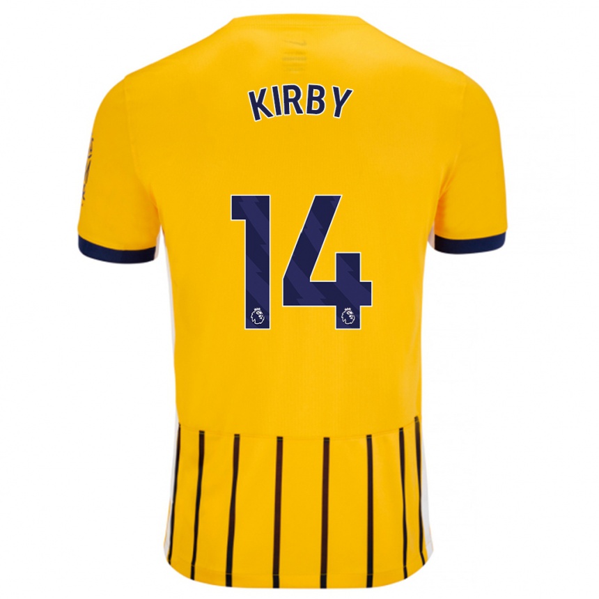 Kids Football Fran Kirby #14 Gold Blue Pinstripes Away Jersey 2024/25 T-Shirt Nz