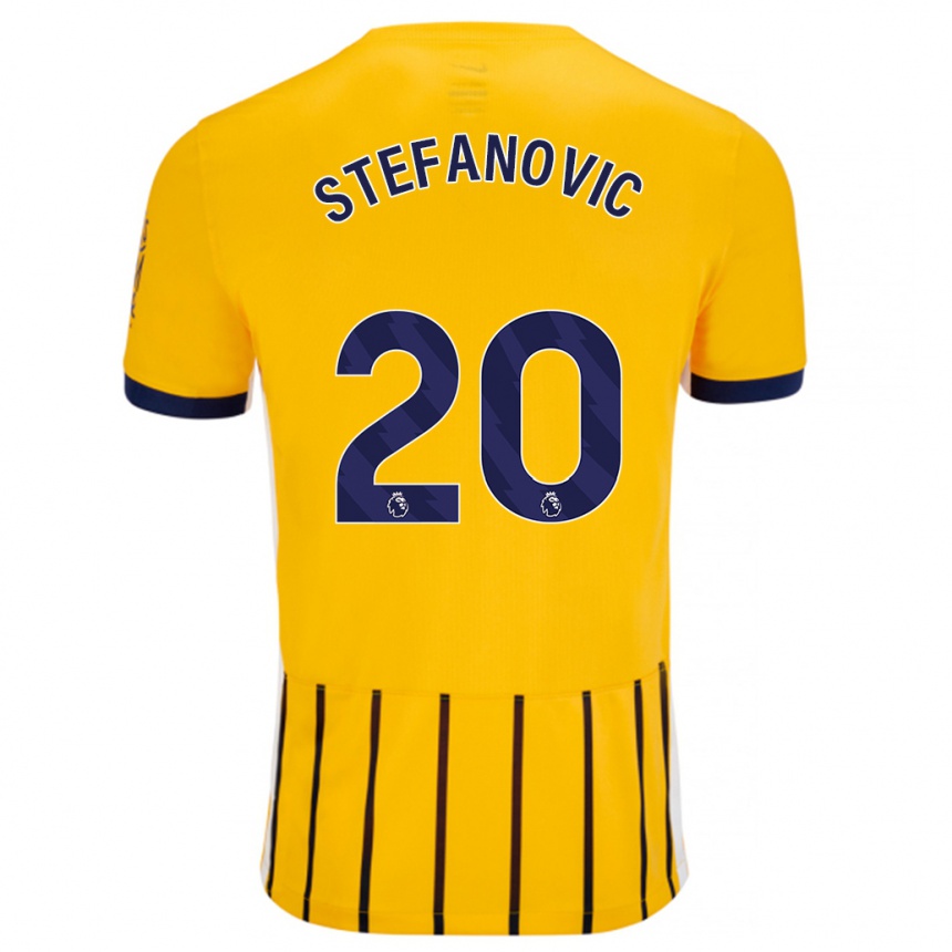 Kids Football Dejana Stefanović #20 Gold Blue Pinstripes Away Jersey 2024/25 T-Shirt Nz