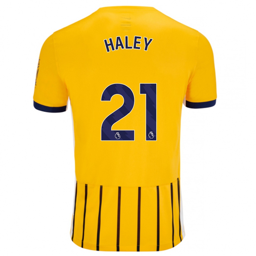 Kids Football Madison Haley #21 Gold Blue Pinstripes Away Jersey 2024/25 T-Shirt Nz