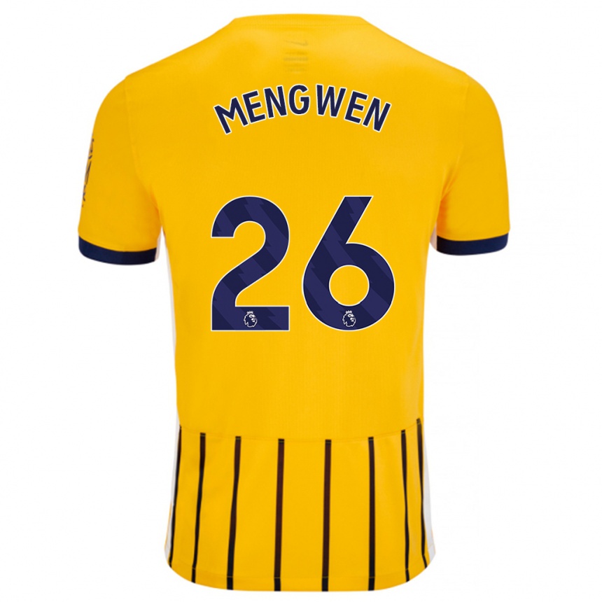 Kids Football Li Mengwen #26 Gold Blue Pinstripes Away Jersey 2024/25 T-Shirt Nz