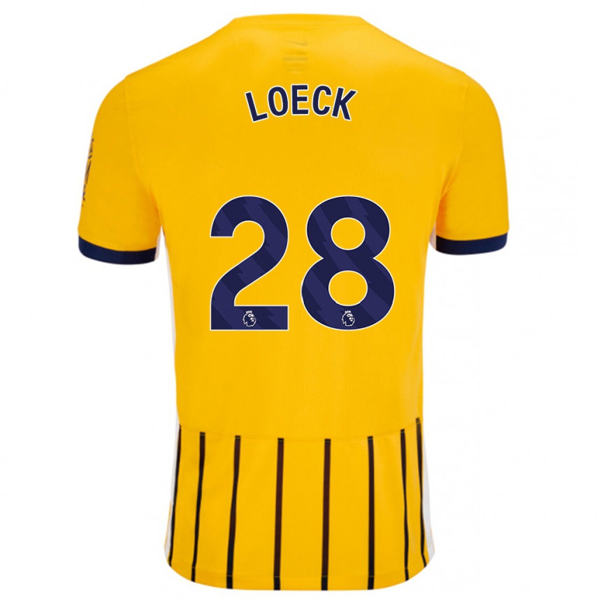 Kids Football Melina Loeck #28 Gold Blue Pinstripes Away Jersey 2024/25 T-Shirt Nz