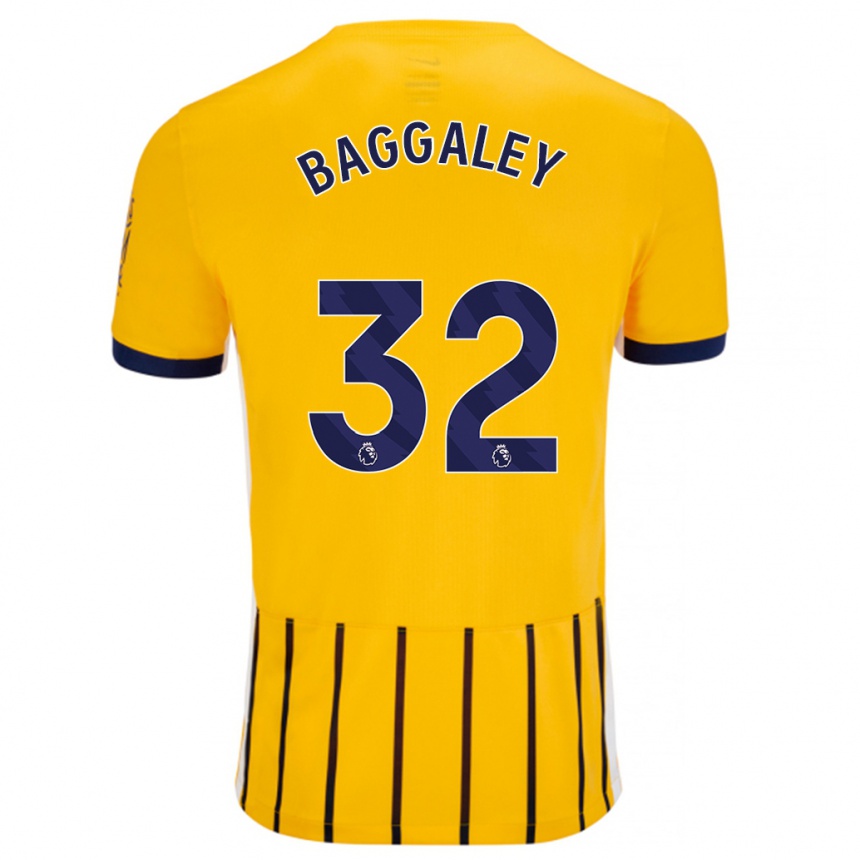 Kids Football Sophie Baggaley #32 Gold Blue Pinstripes Away Jersey 2024/25 T-Shirt Nz