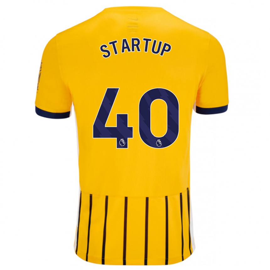 Kids Football Katie Startup #40 Gold Blue Pinstripes Away Jersey 2024/25 T-Shirt Nz