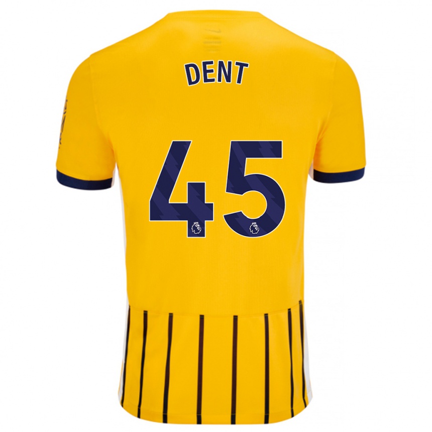 Kids Football Lily Dent #45 Gold Blue Pinstripes Away Jersey 2024/25 T-Shirt Nz