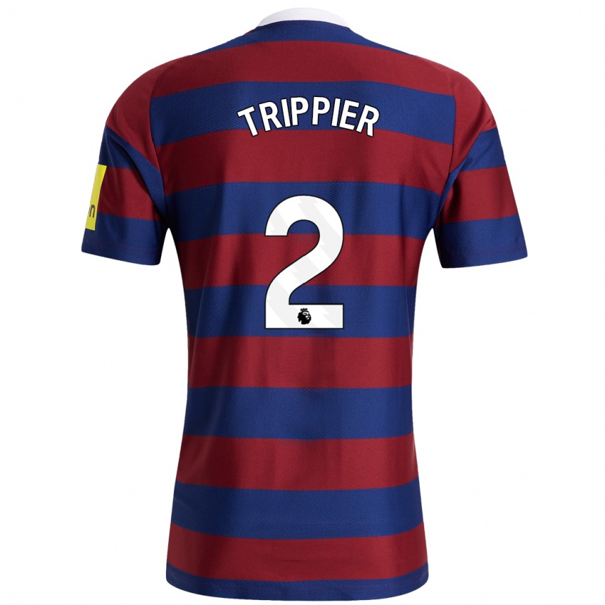 Kids Football Kieran Trippier #2 Burgundy Navy Blue Away Jersey 2024/25 T-Shirt Nz