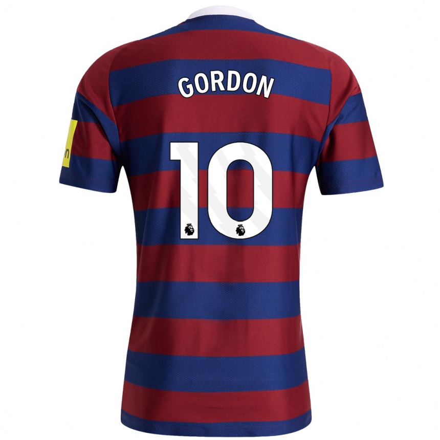 Kids Football Anthony Gordon #10 Burgundy Navy Blue Away Jersey 2024/25 T-Shirt Nz