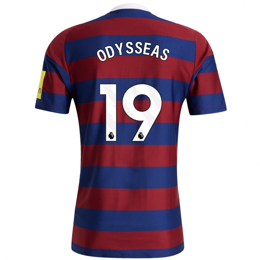 Kids Football Odysseas Vlachodimos #19 Burgundy Navy Blue Away Jersey 2024/25 T-Shirt Nz