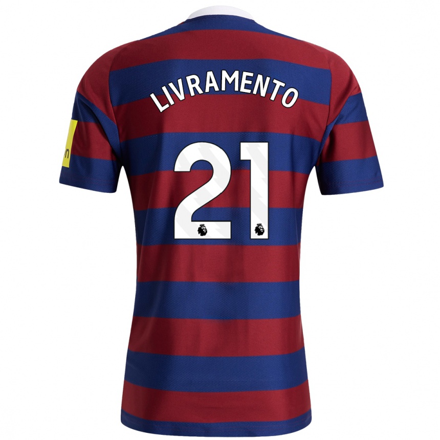 Kids Football Tino Livramento #21 Burgundy Navy Blue Away Jersey 2024/25 T-Shirt Nz