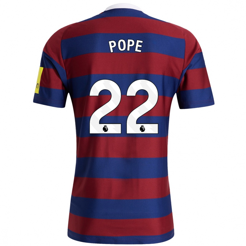 Kids Football Nick Pope #22 Burgundy Navy Blue Away Jersey 2024/25 T-Shirt Nz