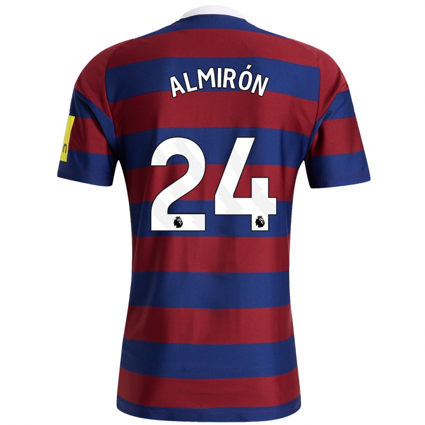 Kids Football Miguel Almirón #24 Burgundy Navy Blue Away Jersey 2024/25 T-Shirt Nz