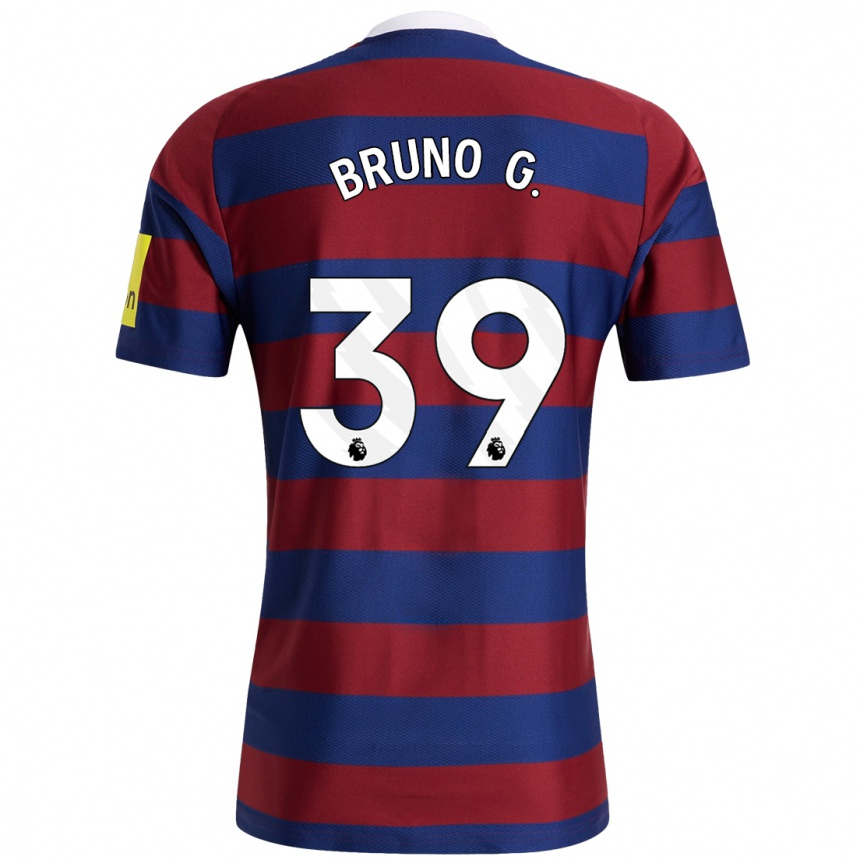 Kids Football Bruno Guimarães #39 Burgundy Navy Blue Away Jersey 2024/25 T-Shirt Nz