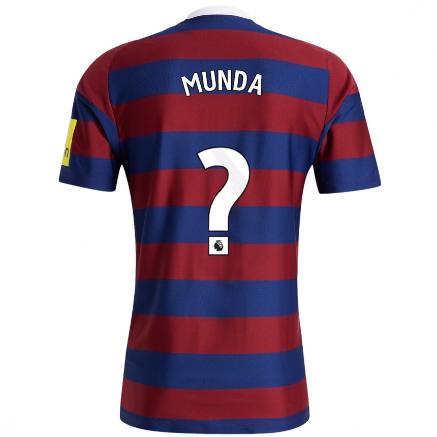 Kids Football Anthony Munda #0 Burgundy Navy Blue Away Jersey 2024/25 T-Shirt Nz