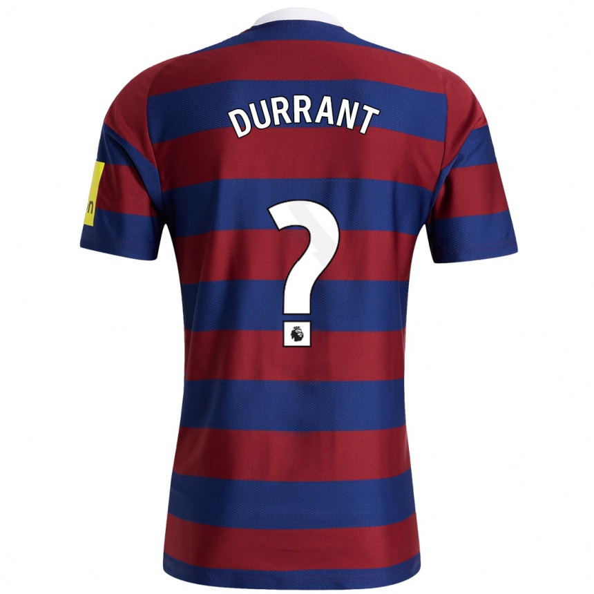 Kids Football Jake Durrant #0 Burgundy Navy Blue Away Jersey 2024/25 T-Shirt Nz