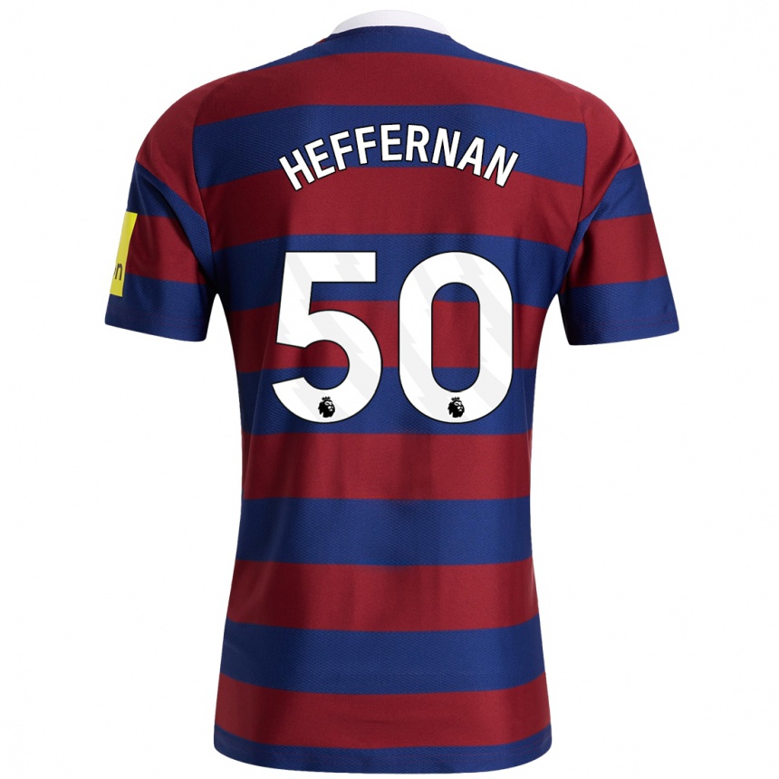 Kids Football Cathal Heffernan #50 Burgundy Navy Blue Away Jersey 2024/25 T-Shirt Nz