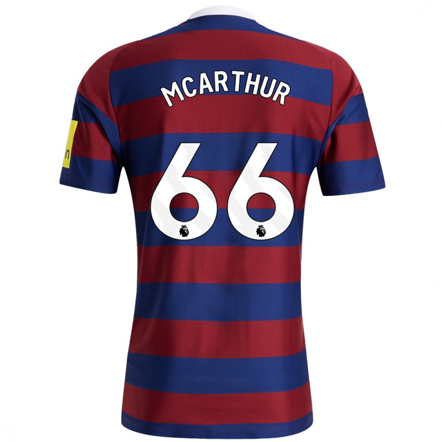 Kids Football Charlie Mcarthur #66 Burgundy Navy Blue Away Jersey 2024/25 T-Shirt Nz