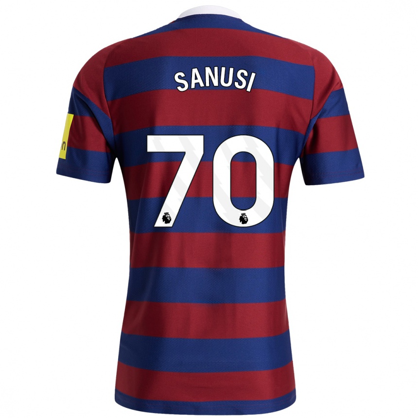 Kids Football Trevan Sanusi #70 Burgundy Navy Blue Away Jersey 2024/25 T-Shirt Nz