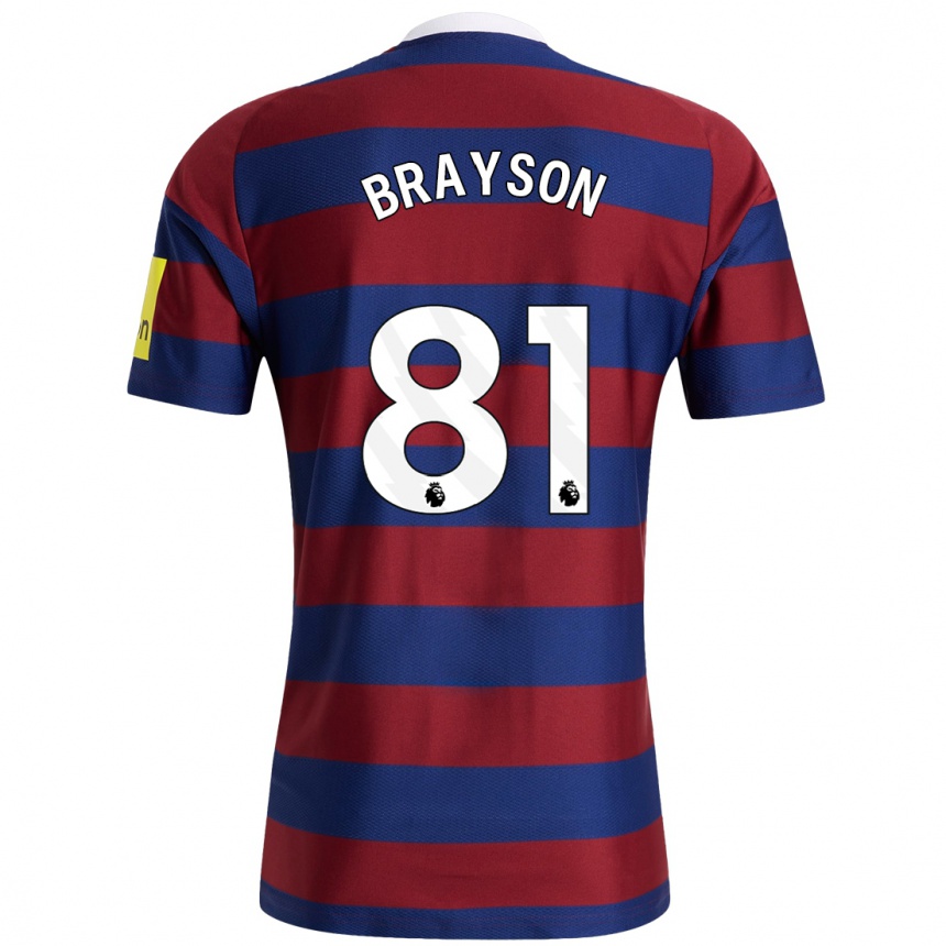 Kids Football Joe Brayson #81 Burgundy Navy Blue Away Jersey 2024/25 T-Shirt Nz