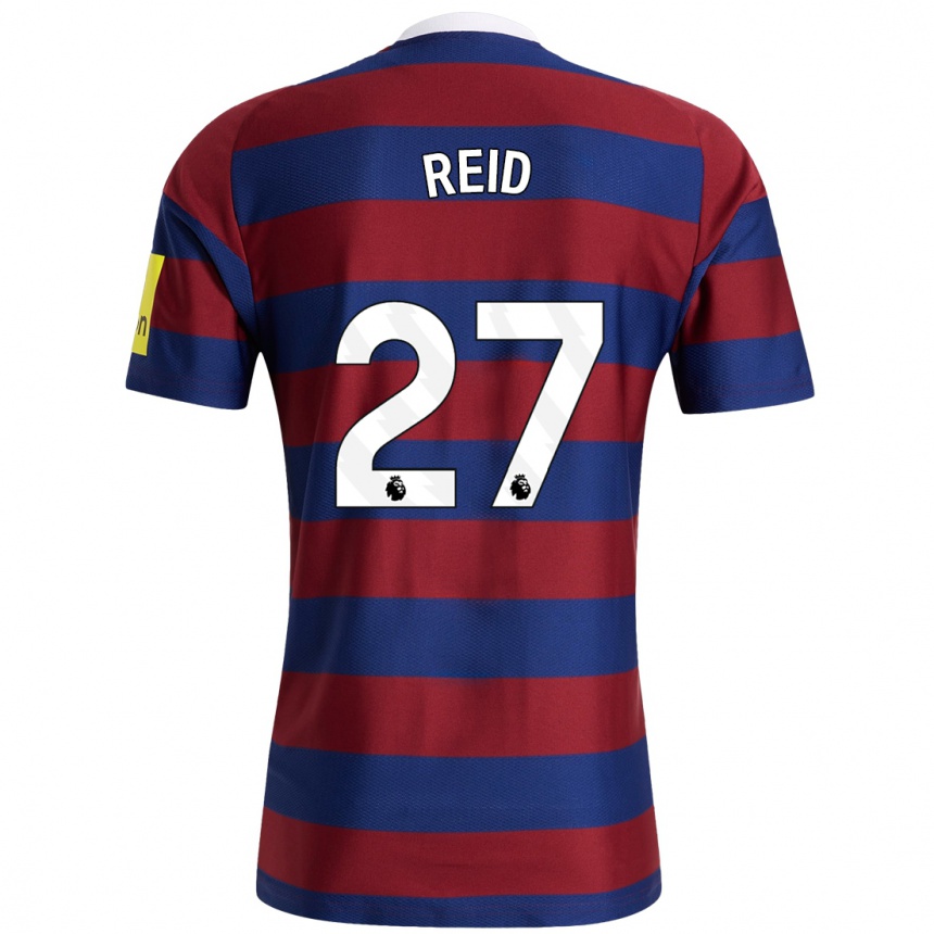 Kids Football Hannah Reid #27 Burgundy Navy Blue Away Jersey 2024/25 T-Shirt Nz