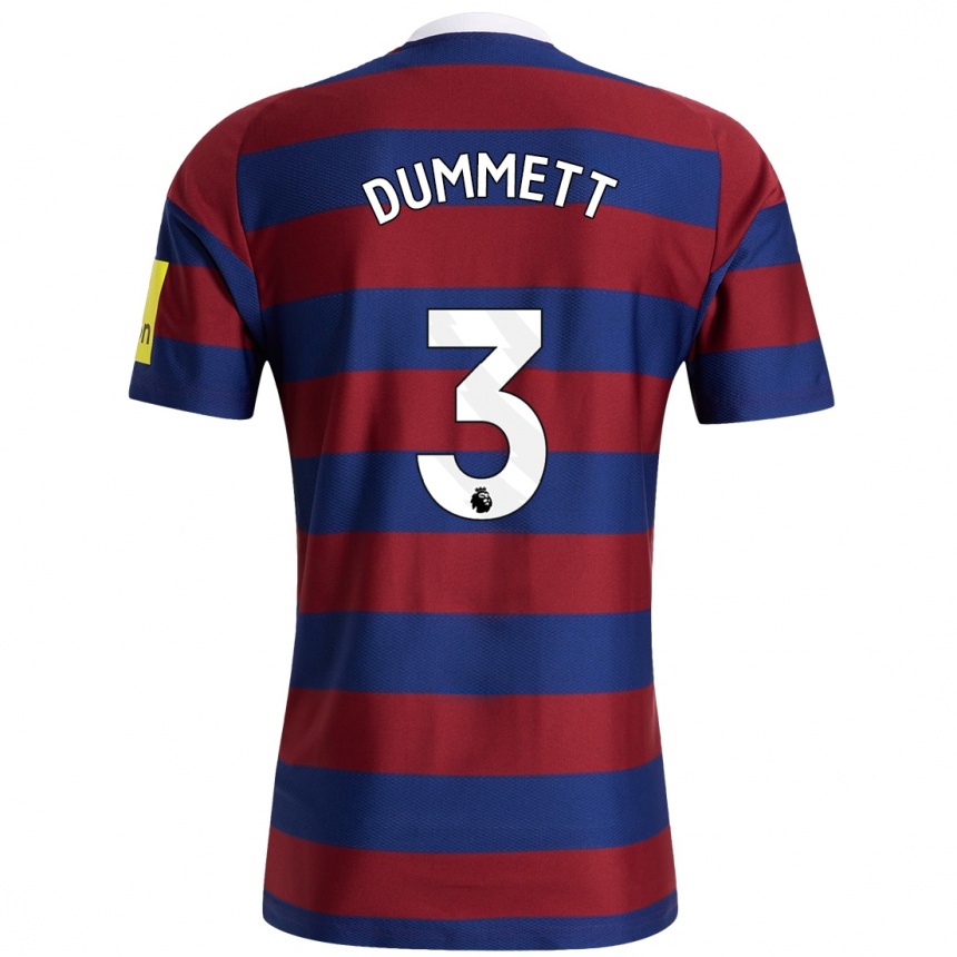 Kids Football Paul Dummett #3 Burgundy Navy Blue Away Jersey 2024/25 T-Shirt Nz