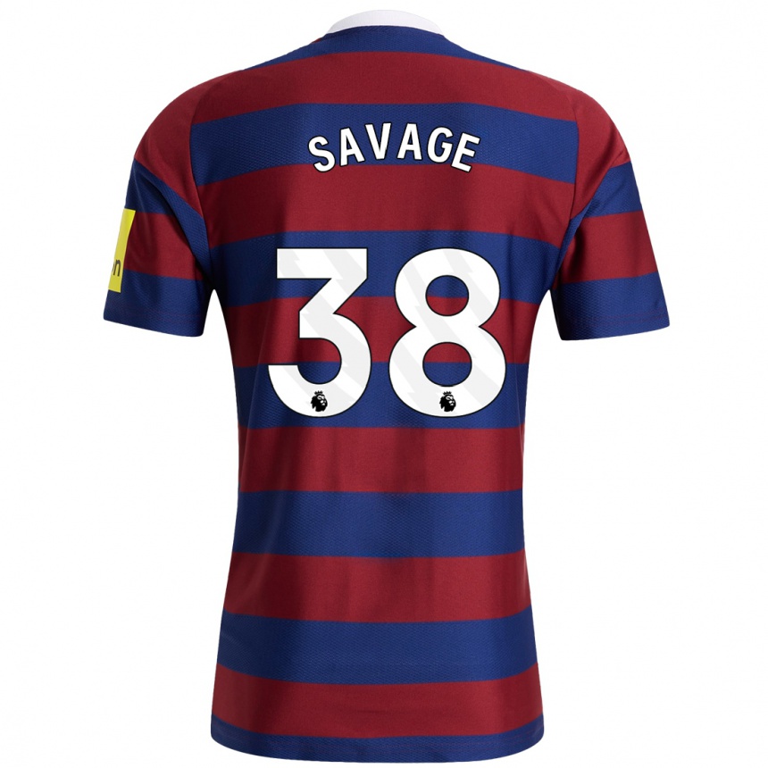 Kids Football Remi Savage #38 Burgundy Navy Blue Away Jersey 2024/25 T-Shirt Nz