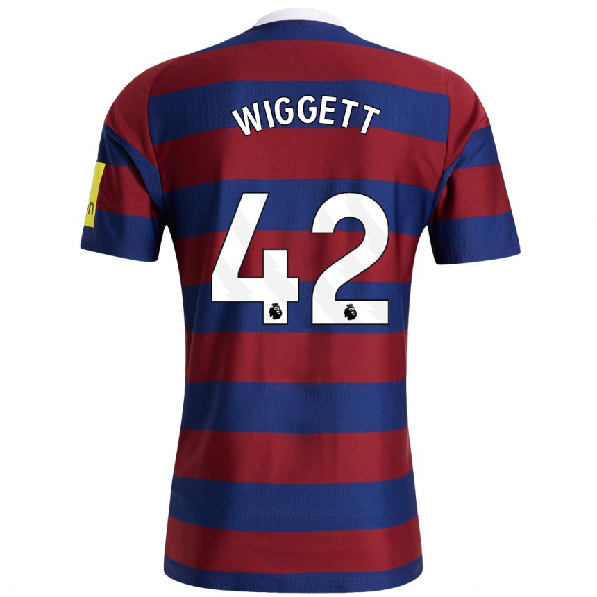 Kids Football Charlie Wiggett #42 Burgundy Navy Blue Away Jersey 2024/25 T-Shirt Nz