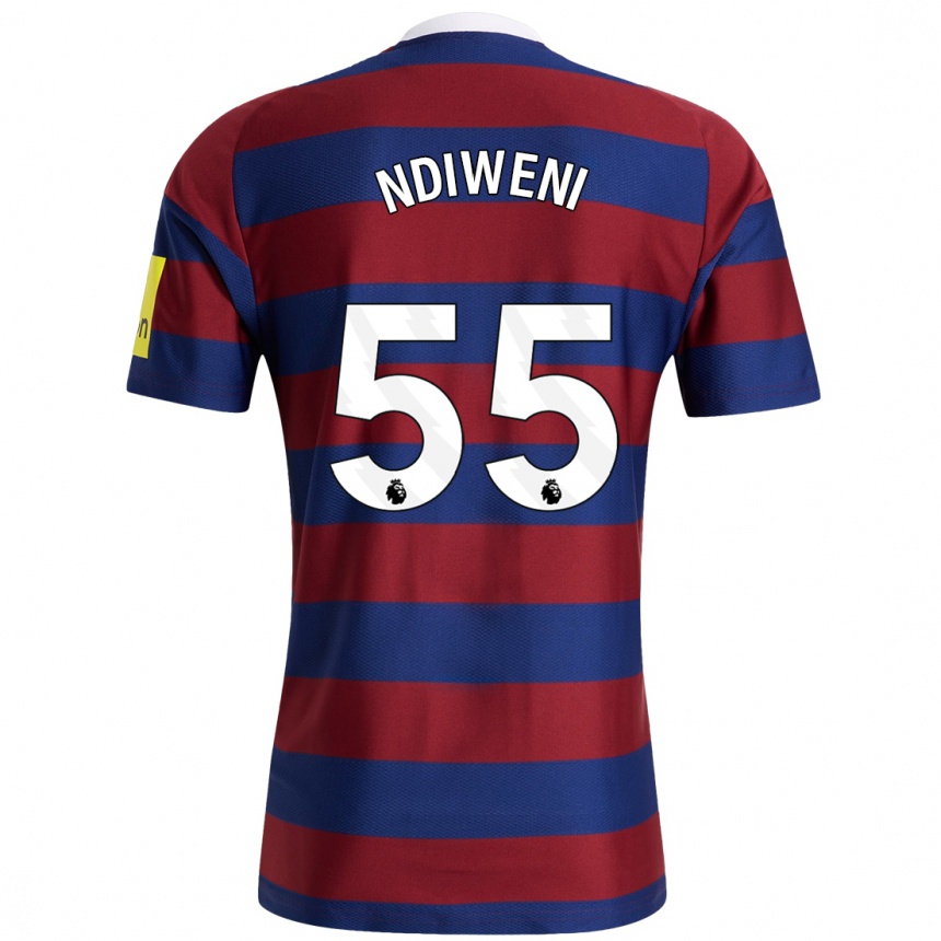 Kids Football Michael Ndiweni #55 Burgundy Navy Blue Away Jersey 2024/25 T-Shirt Nz