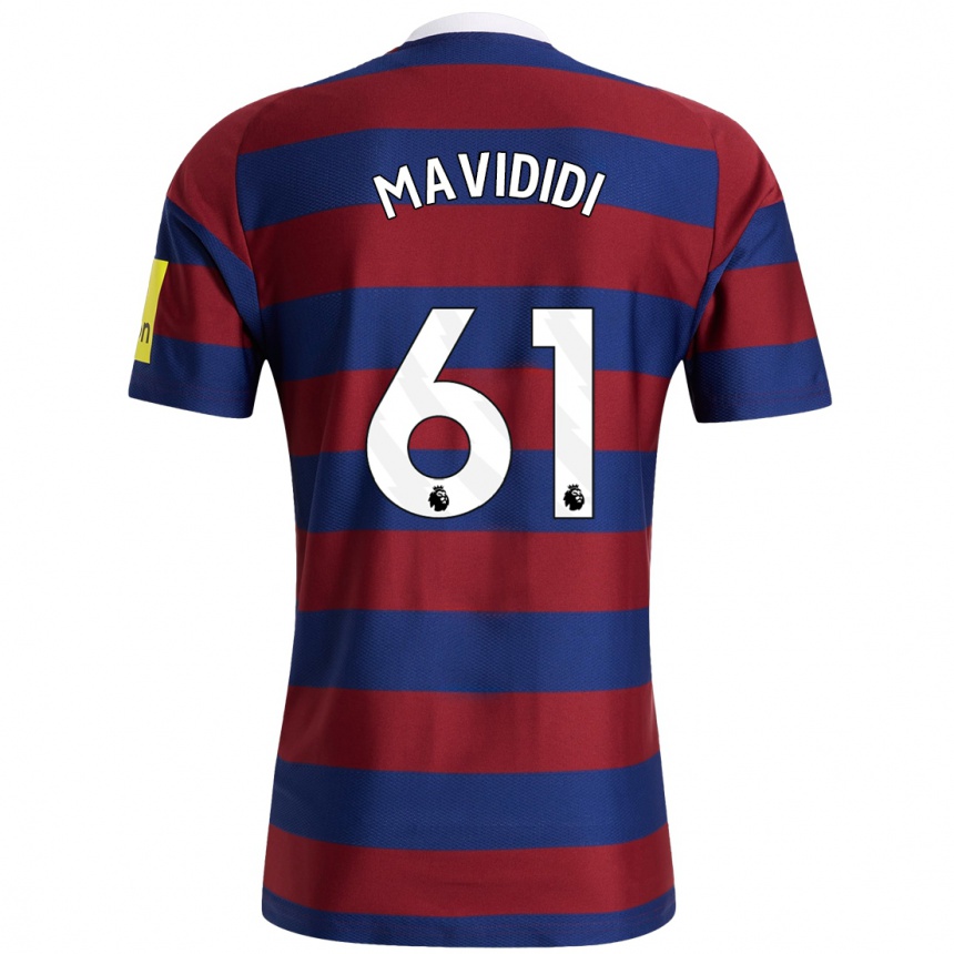 Kids Football Shaun Mavididi #61 Burgundy Navy Blue Away Jersey 2024/25 T-Shirt Nz