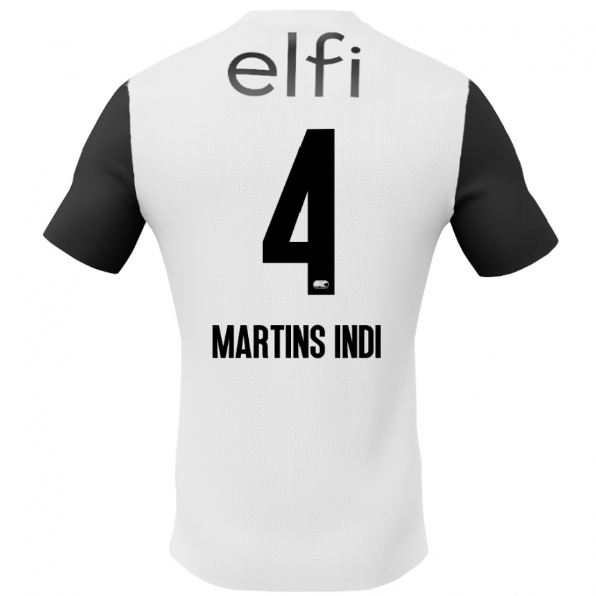 Kids Football Bruno Martins Indi #4 White Black Away Jersey 2024/25 T-Shirt Nz