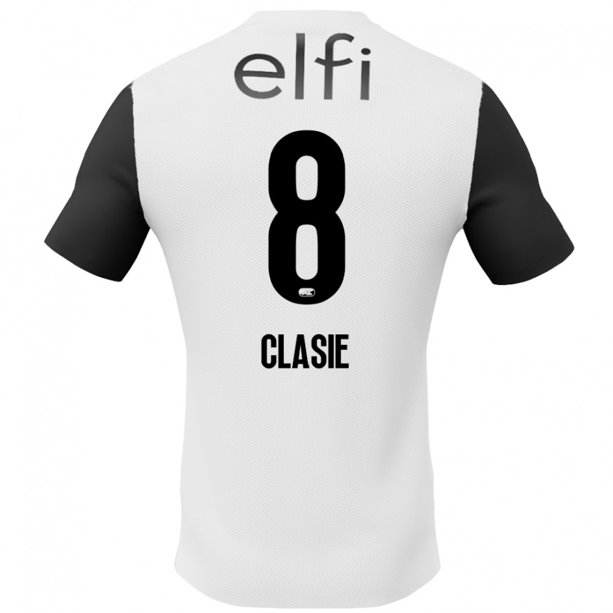 Kids Football Jordy Clasie #8 White Black Away Jersey 2024/25 T-Shirt Nz