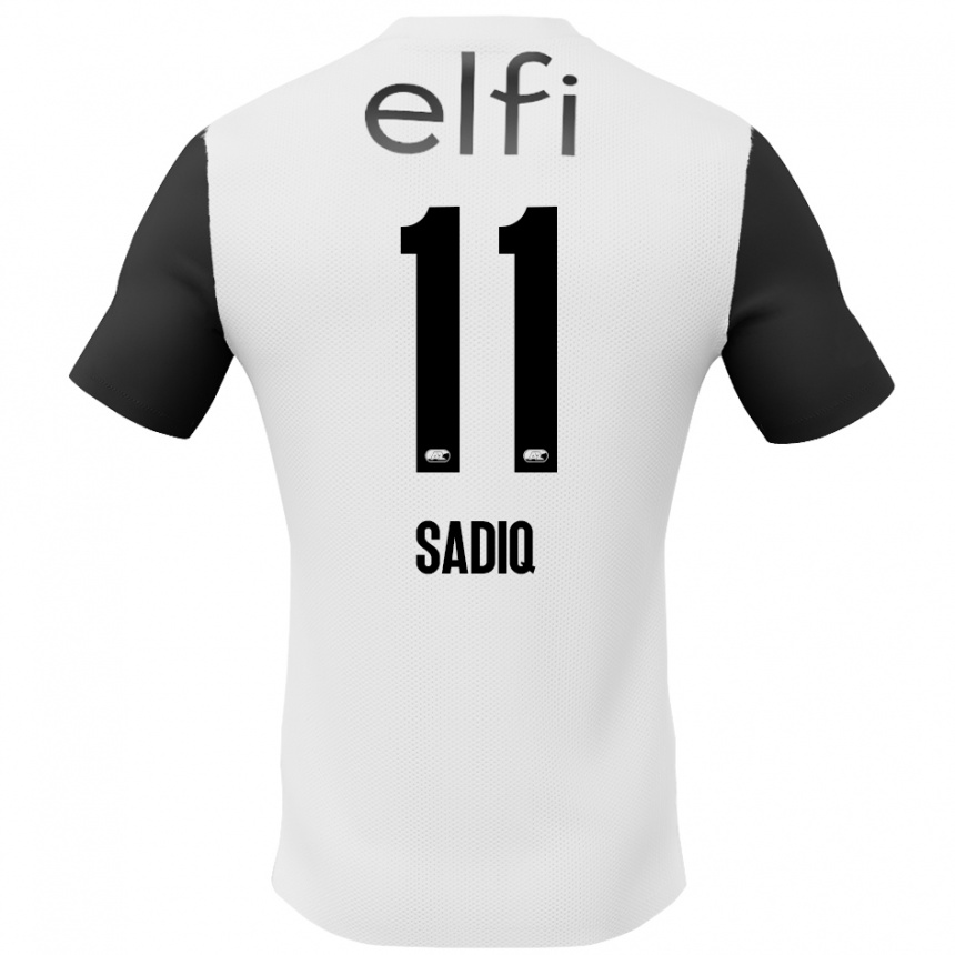 Kids Football Ibrahim Sadiq #11 White Black Away Jersey 2024/25 T-Shirt Nz