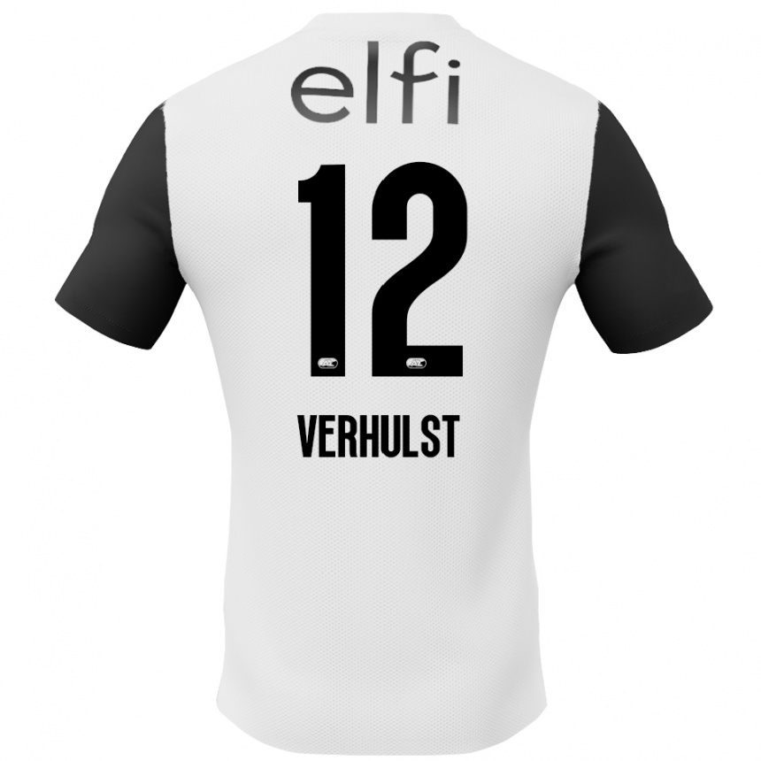 Kids Football Hobie Verhulst #12 White Black Away Jersey 2024/25 T-Shirt Nz