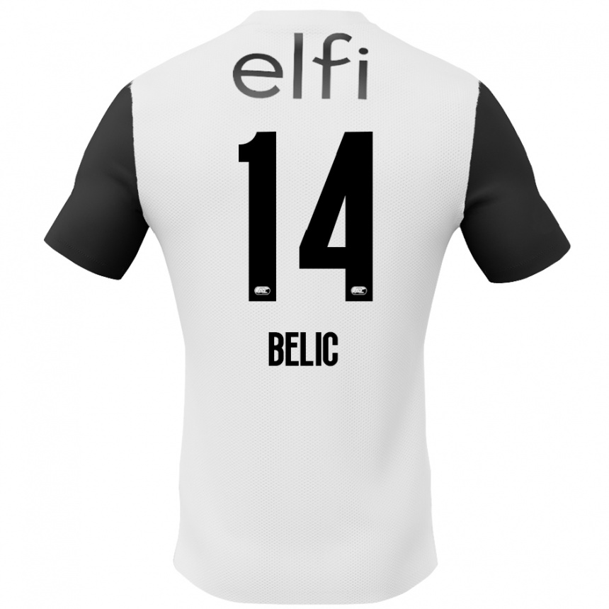 Kids Football Kristijan Belic #14 White Black Away Jersey 2024/25 T-Shirt Nz