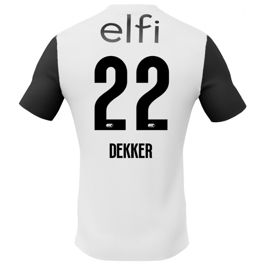 Kids Football Maxim Dekker #22 White Black Away Jersey 2024/25 T-Shirt Nz