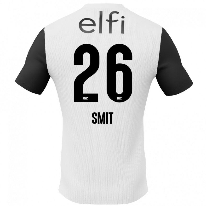 Kids Football Kees Smit #26 White Black Away Jersey 2024/25 T-Shirt Nz