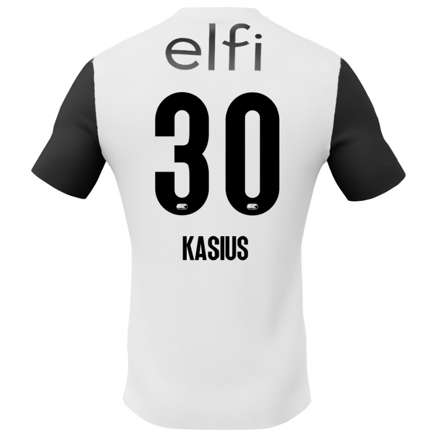 Kids Football Denso Kasius #30 White Black Away Jersey 2024/25 T-Shirt Nz