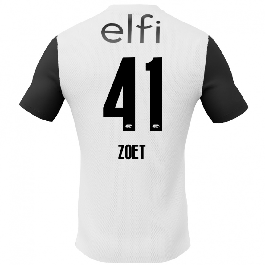 Kids Football Jeroen Zoet #41 White Black Away Jersey 2024/25 T-Shirt Nz