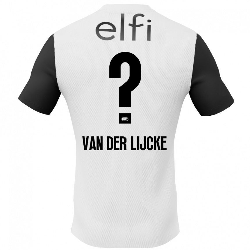 Kids Football Donny Van Der Lijcke #0 White Black Away Jersey 2024/25 T-Shirt Nz