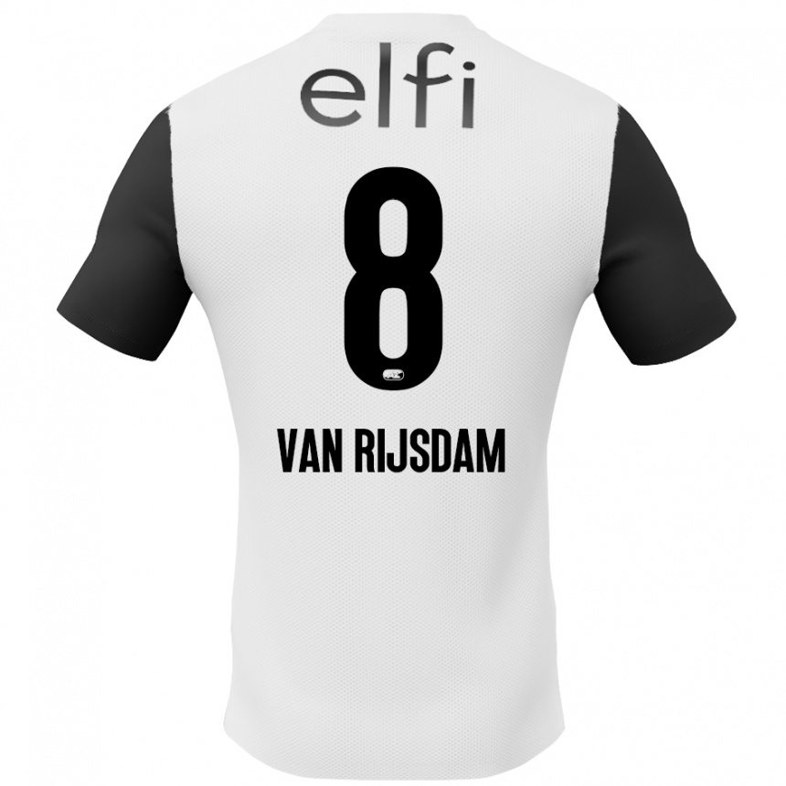 Kids Football Julian Van Rijsdam #8 White Black Away Jersey 2024/25 T-Shirt Nz