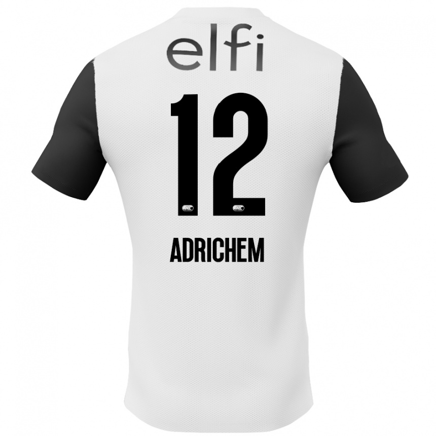 Kids Football Mees Adrichem #12 White Black Away Jersey 2024/25 T-Shirt Nz